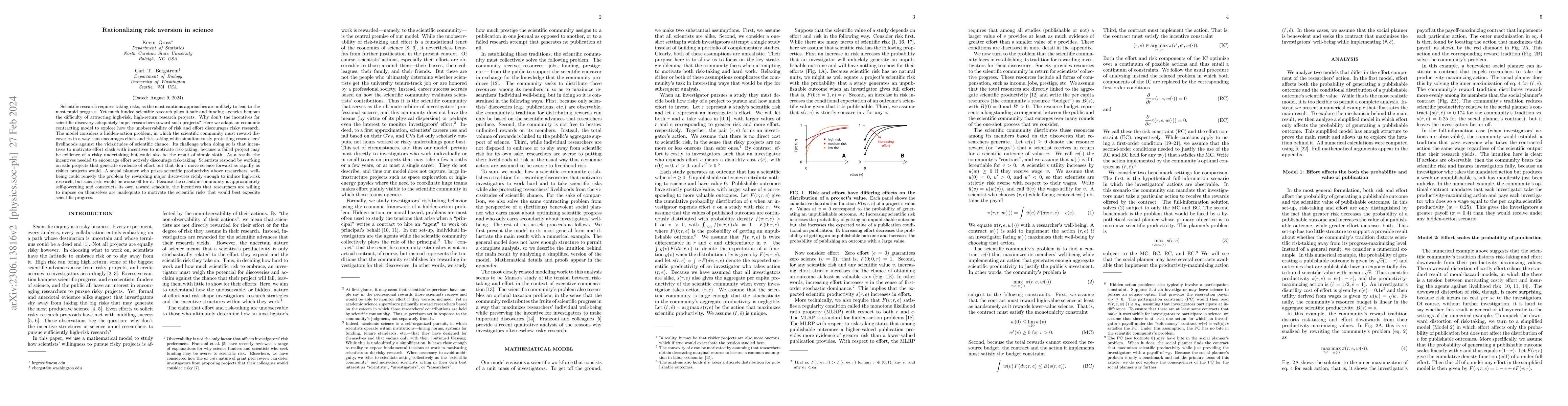 Thumbnail for Rationalizing risk aversion in science