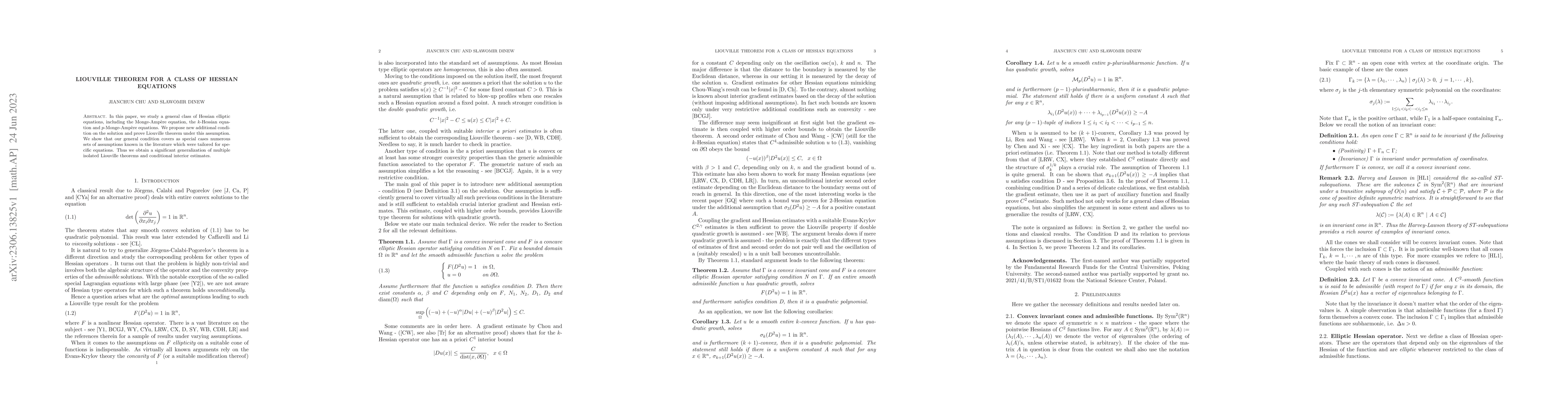 Thumbnail for Liouville theorem for a class of Hessian equations
