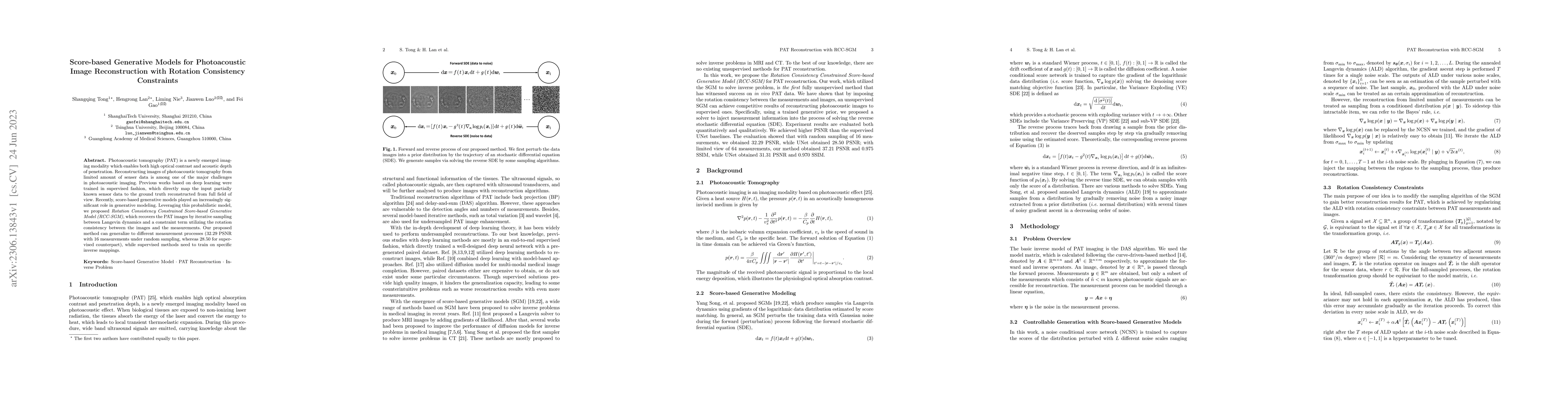 Thumbnail for Score-based Generative Models for Photoacoustic Image Reconstruction
  with Rotation Consistency Constraints
