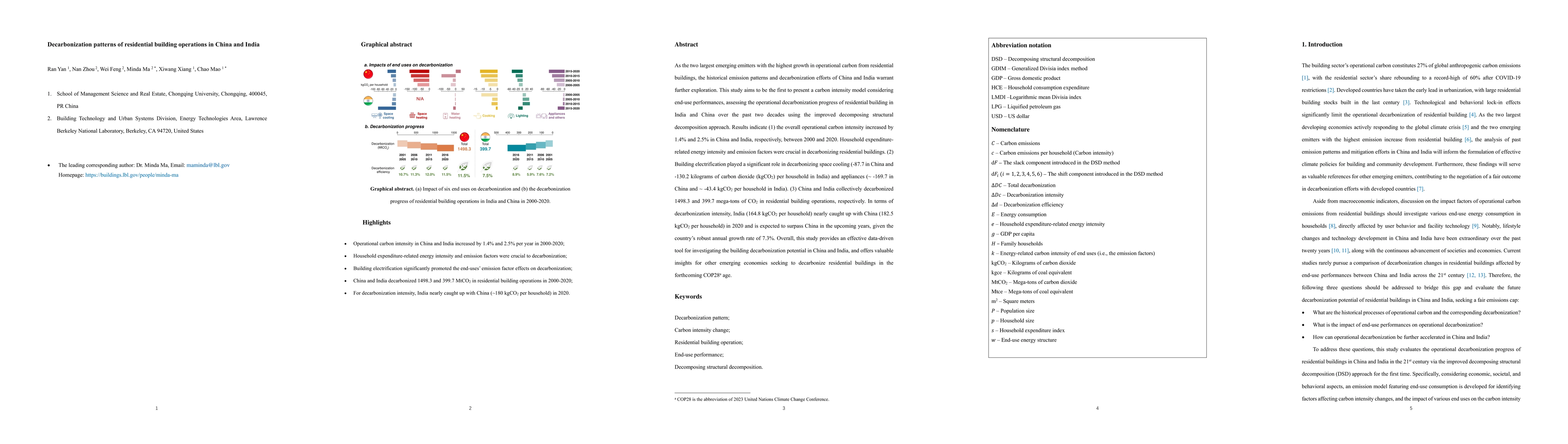Thumbnail for Decarbonization patterns of residential building operations in China and
  India