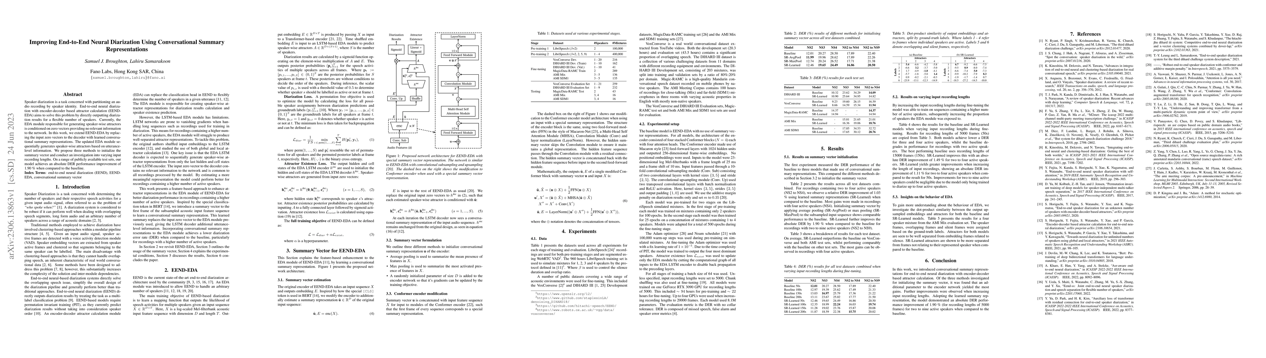 Thumbnail for Improving End-to-End Neural Diarization Using Conversational Summary
  Representations