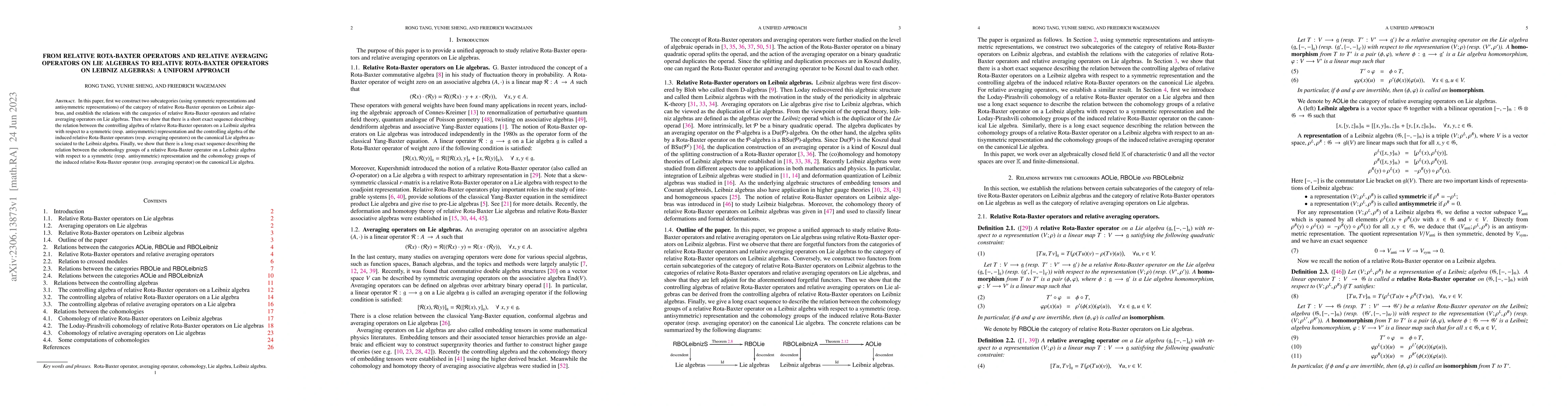 Thumbnail for From relative Rota-Baxter operators and relative averaging operators on
  Lie algebras to relative Rota-Baxter operators on Leibniz algebras: a uniform
  approach