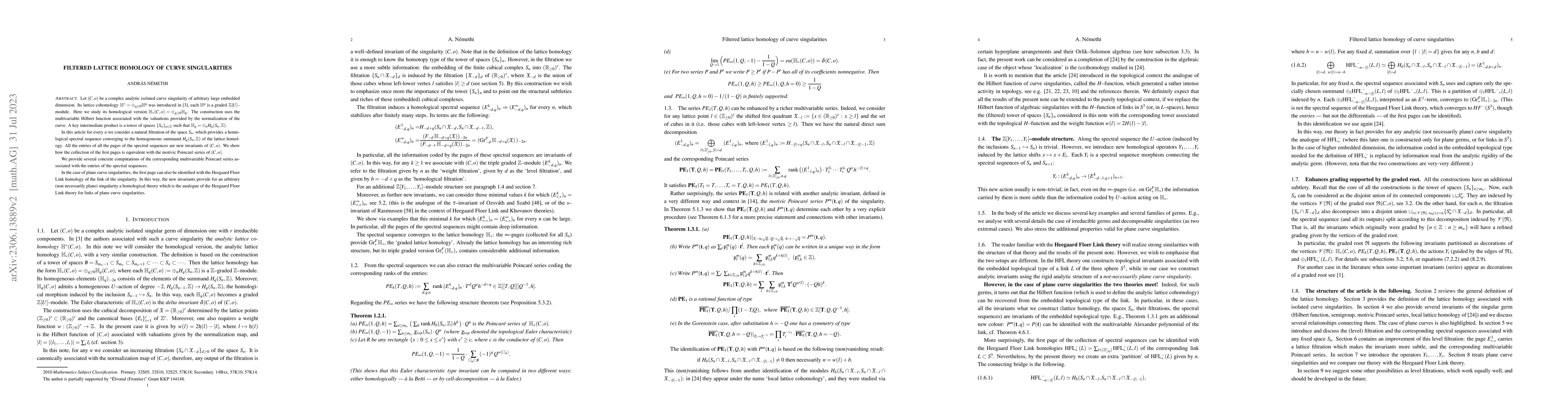 Thumbnail for Filtered lattice homology of curve singularities