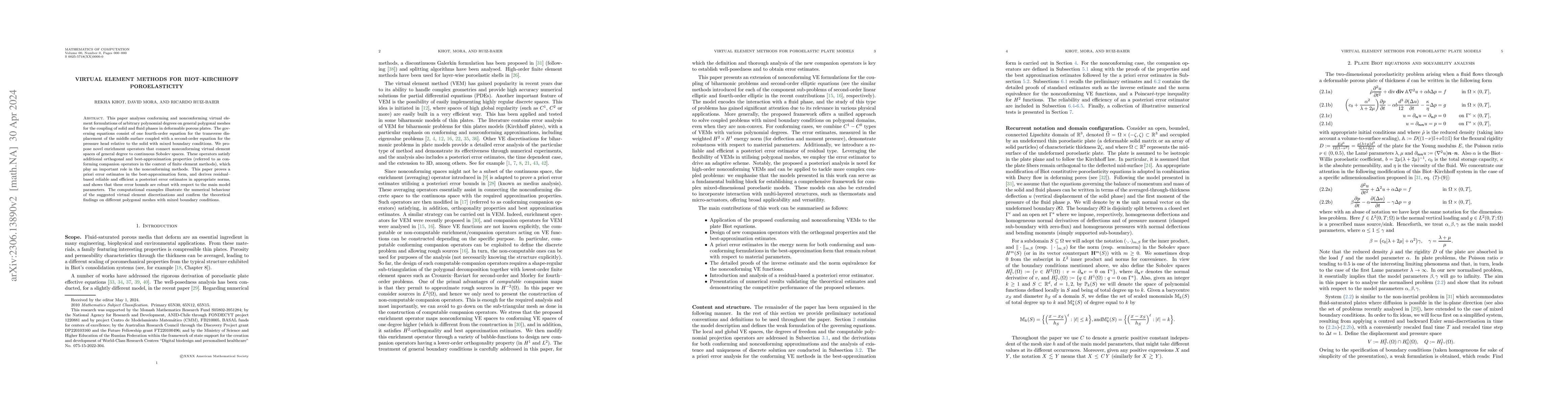 Thumbnail for Virtual element methods for Biot-Kirchhoff poroelasticity
