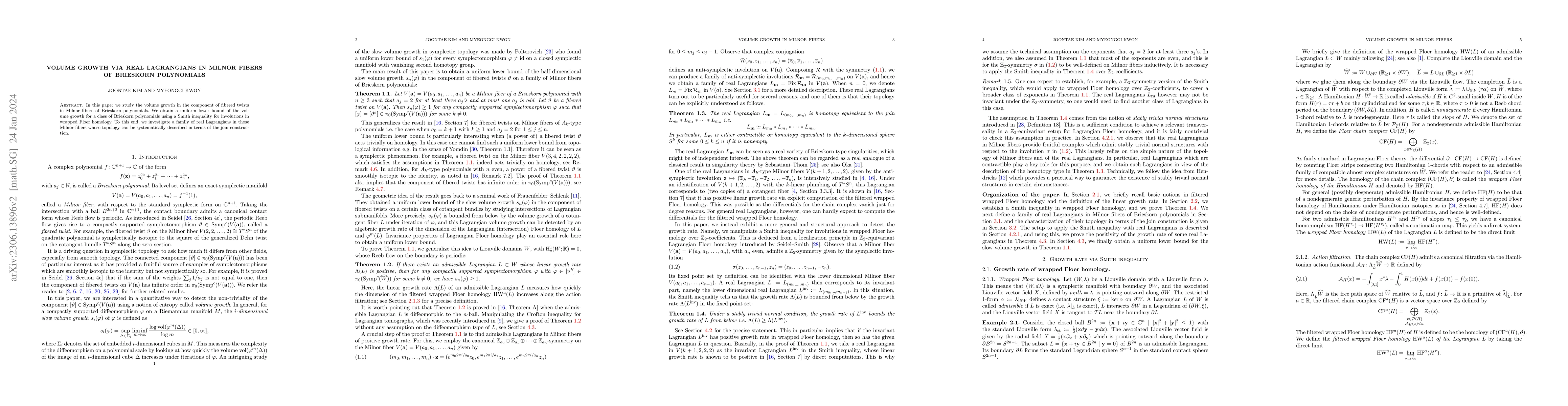 Thumbnail for Volume growth via real Lagrangians in Milnor fibers of Brieskorn
  polynomials