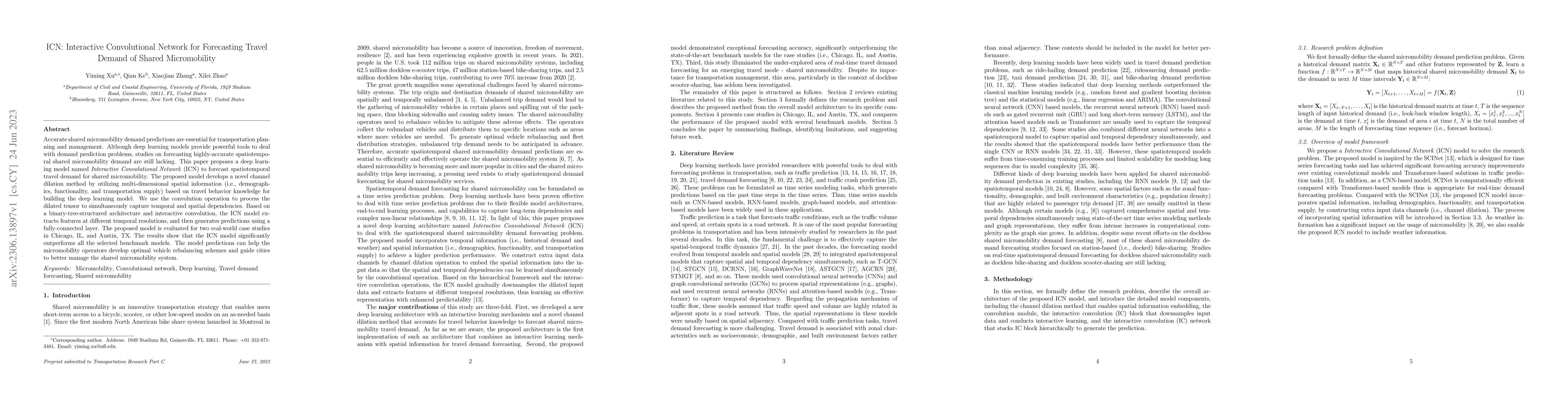 Thumbnail for ICN: Interactive Convolutional Network for Forecasting Travel Demand of
  Shared Micromobility