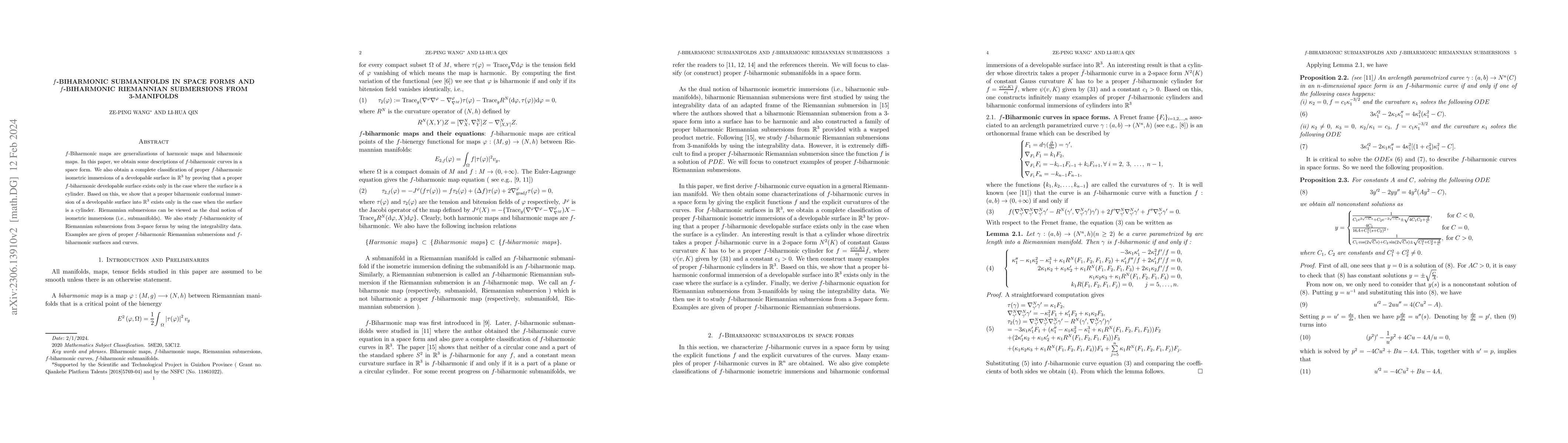 Thumbnail for $f$-Biharmonic submanifolds in space forms and $f$-biharmonic Riemannian
  submersions from 3-manifolds
