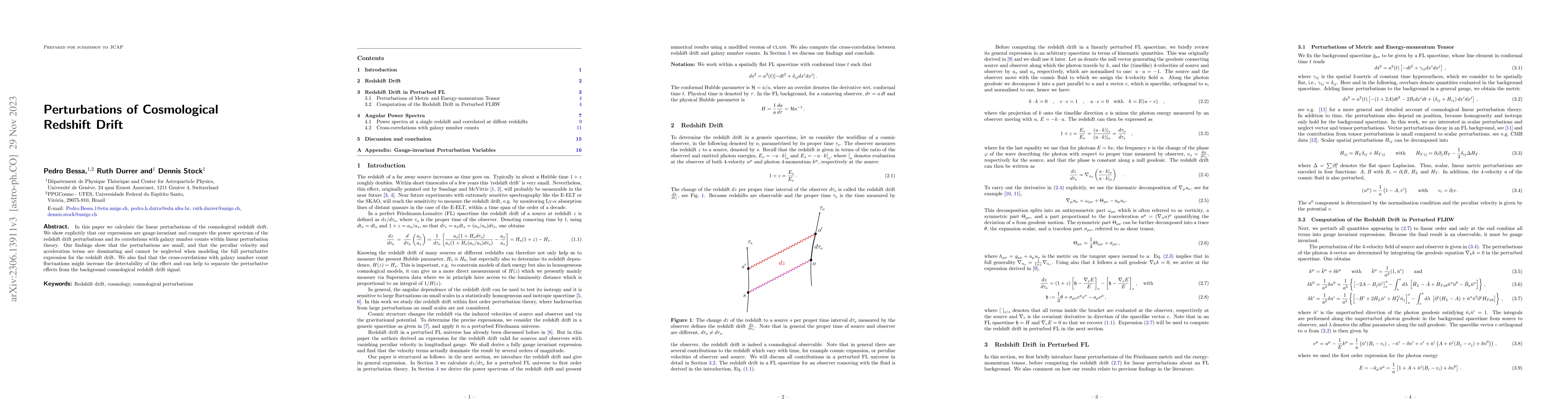 Thumbnail for Perturbations of Cosmological Redshift Drift