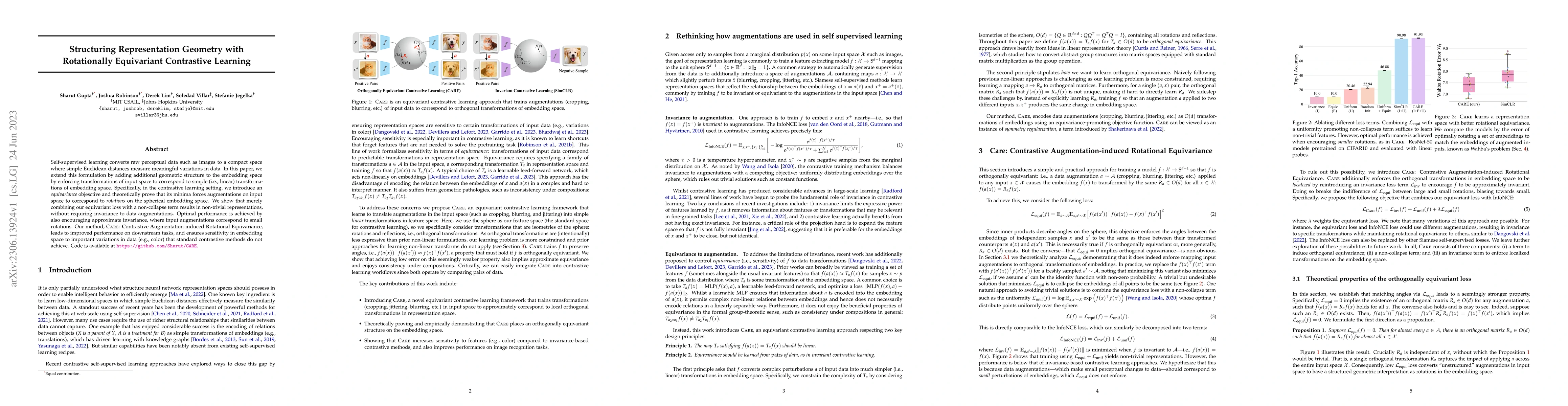 Thumbnail for Structuring Representation Geometry with Rotationally Equivariant
  Contrastive Learning
