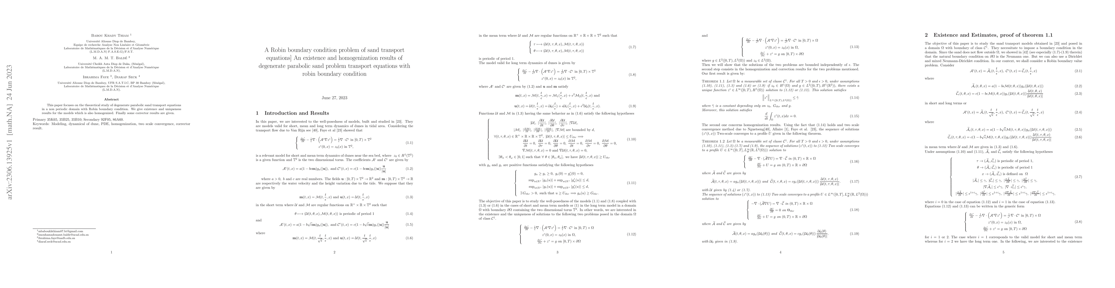 Thumbnail for An existence and homogenization results of degenerate parabolic sand
  problem transport equations with robin boundary condition