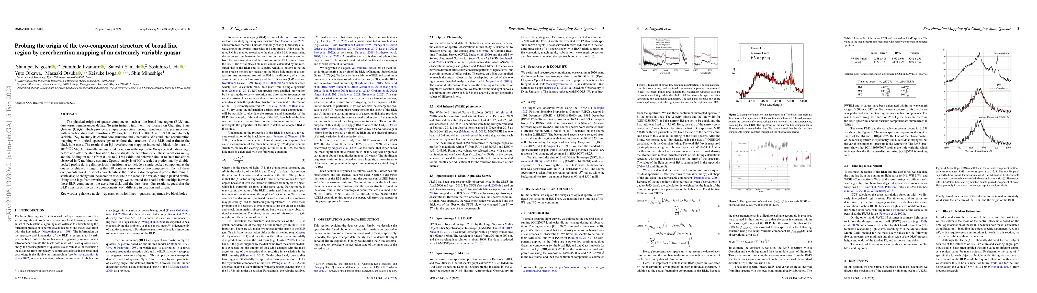 Thumbnail for Probing the origin of the two-component structure of broad line region
  by reverberation mapping of an extremely variable quasar
