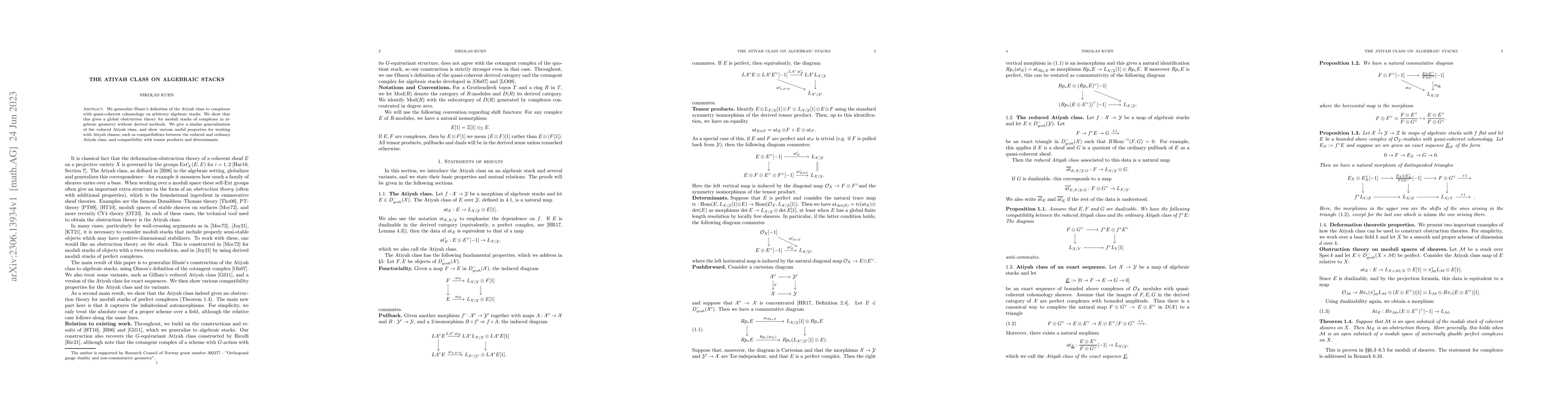 Thumbnail for The Atiyah class on algebraic stacks