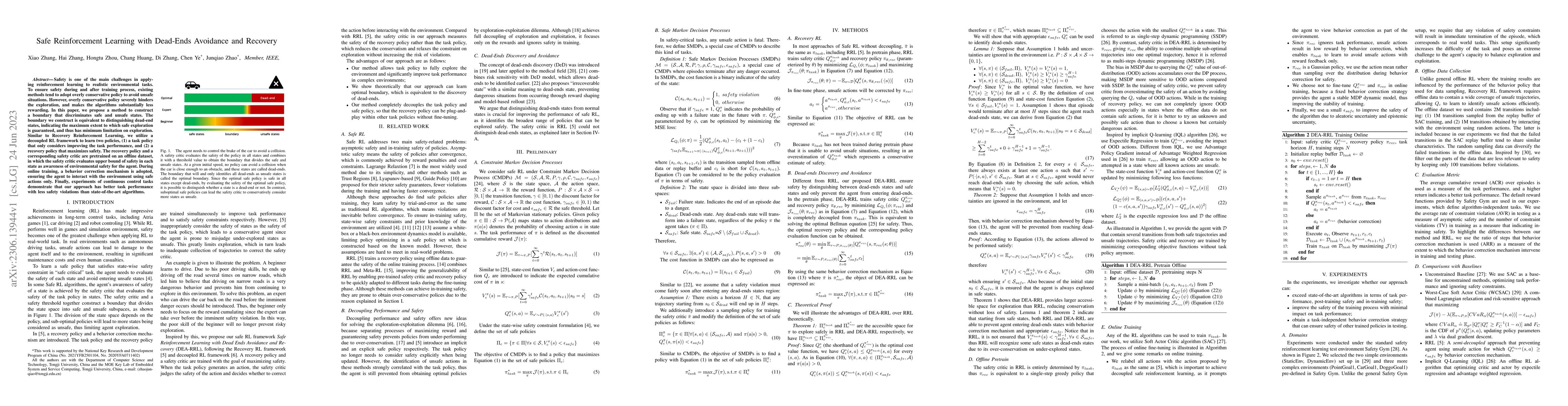 Thumbnail for Safe Reinforcement Learning with Dead-Ends Avoidance and Recovery