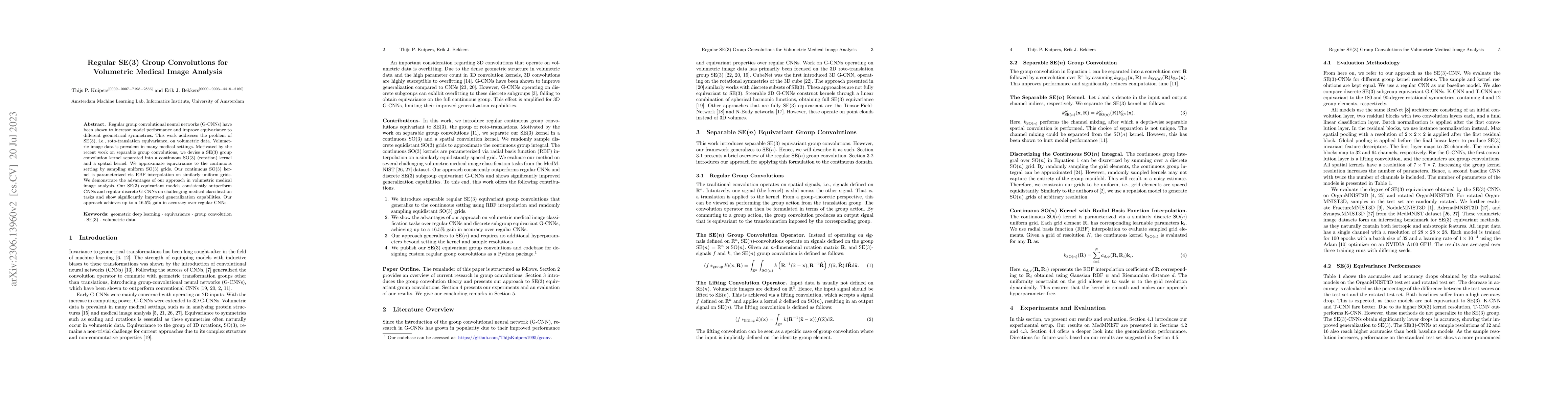 Thumbnail for Regular SE(3) Group Convolutions for Volumetric Medical Image Analysis