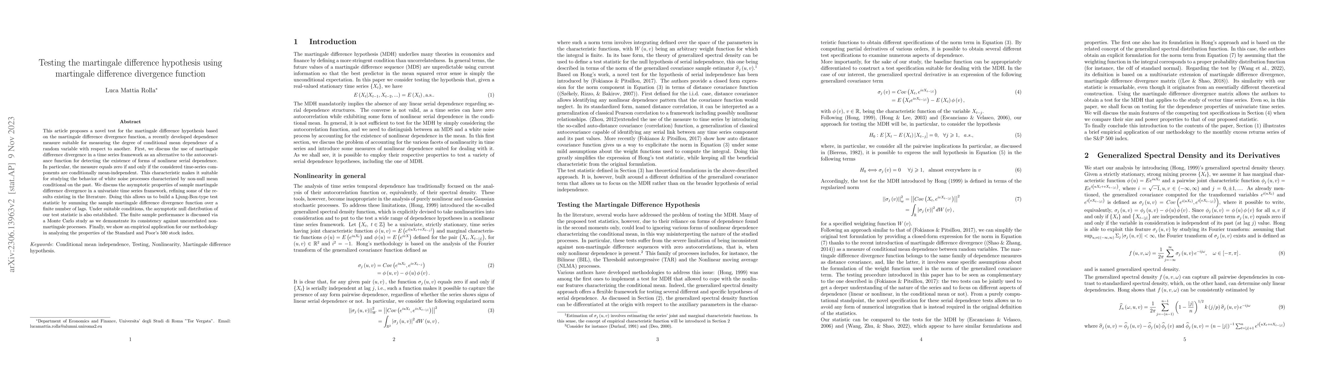 Thumbnail for Testing the martingale difference hypothesis using martingale difference
  divergence function