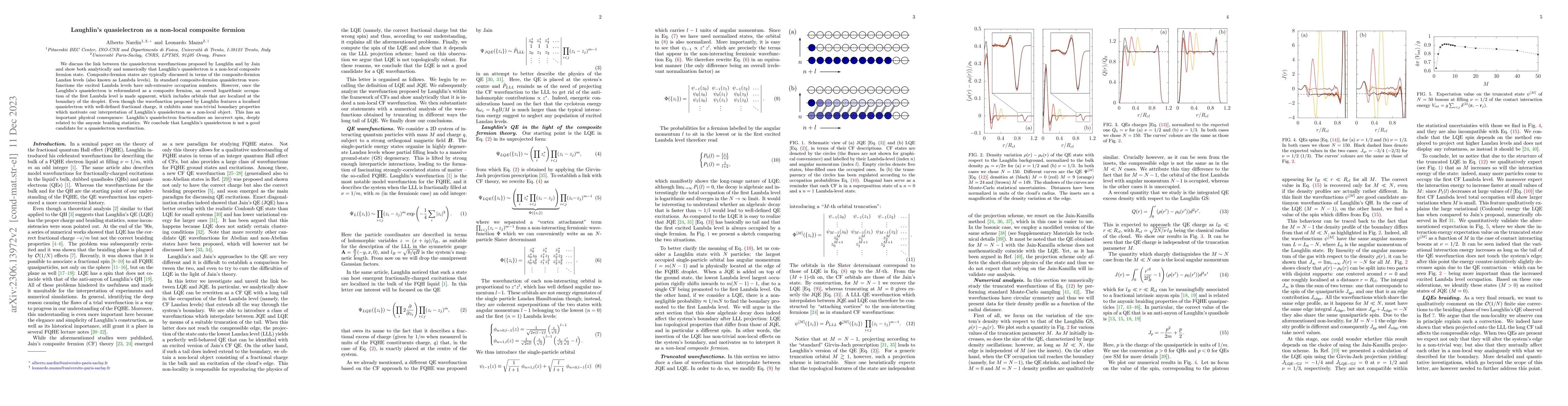 Thumbnail for Laughlin's quasielectron as a non-local composite fermion