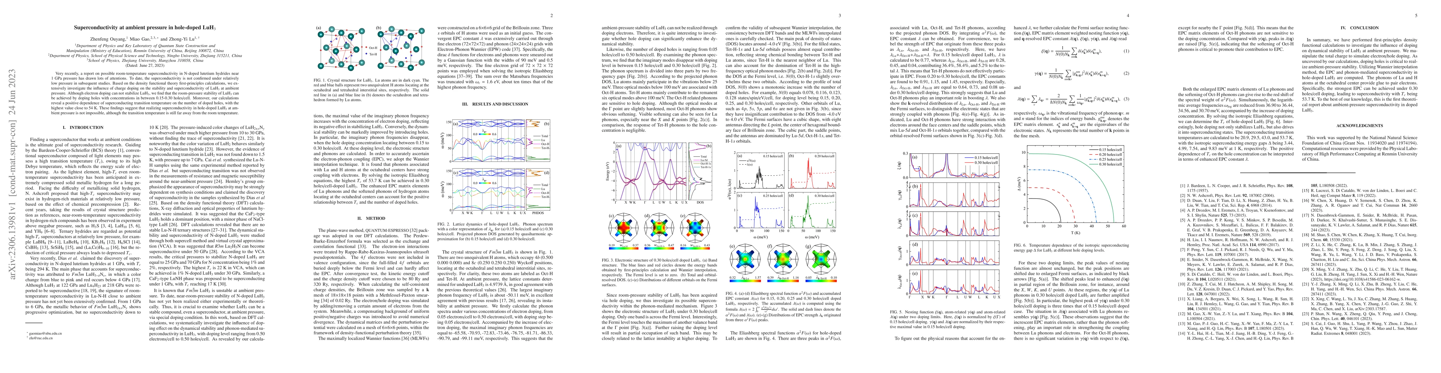 Thumbnail for Superconductivity at ambient pressure in hole-doped LuH$_3$