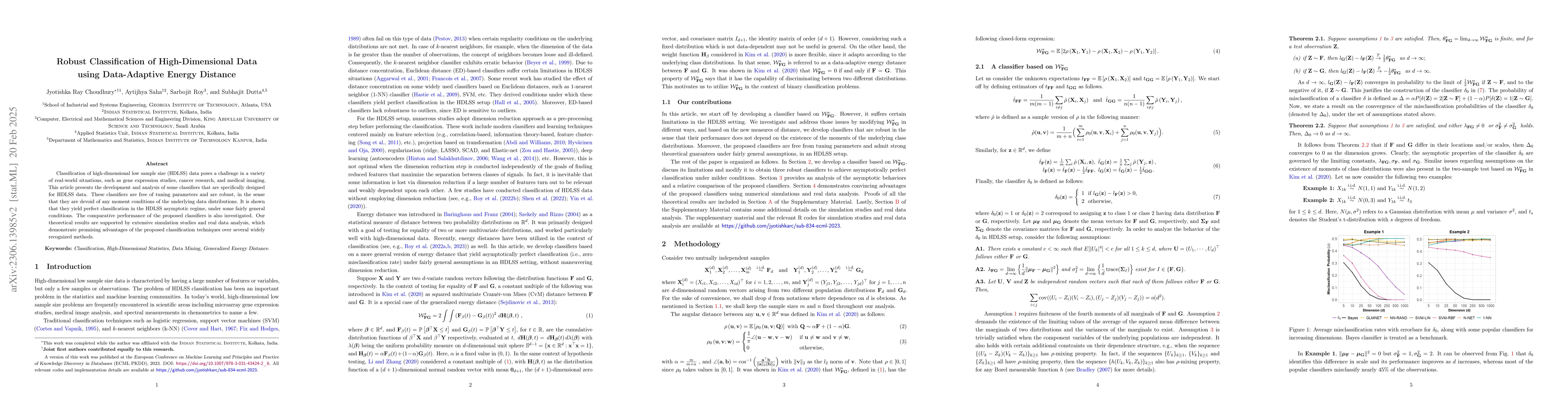 Thumbnail for Robust Classification of High-Dimensional Data using Data-Adaptive
  Energy Distance