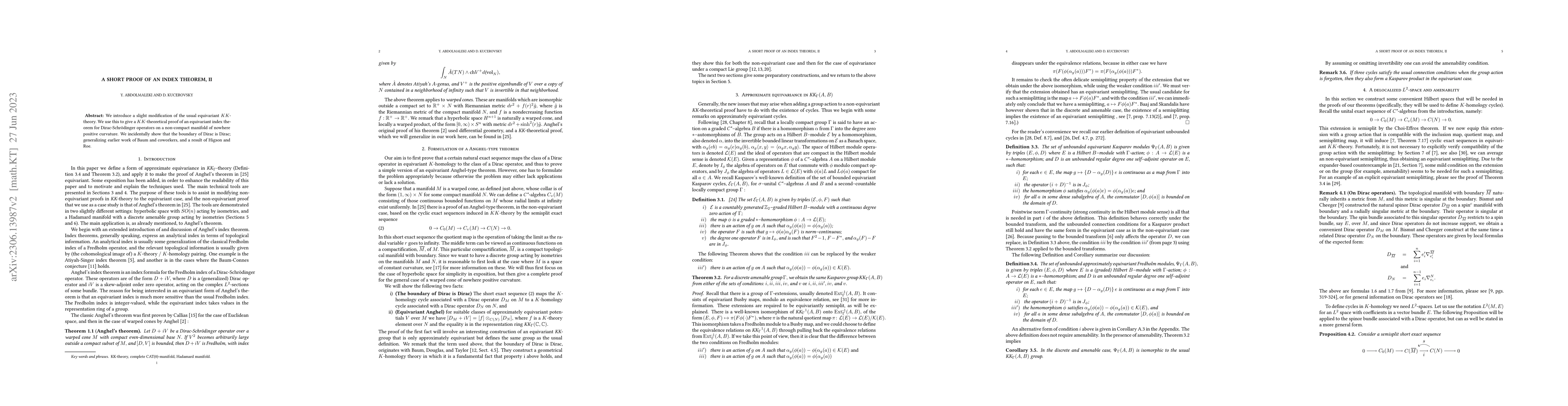 Thumbnail for A short proof of an index theorem, II