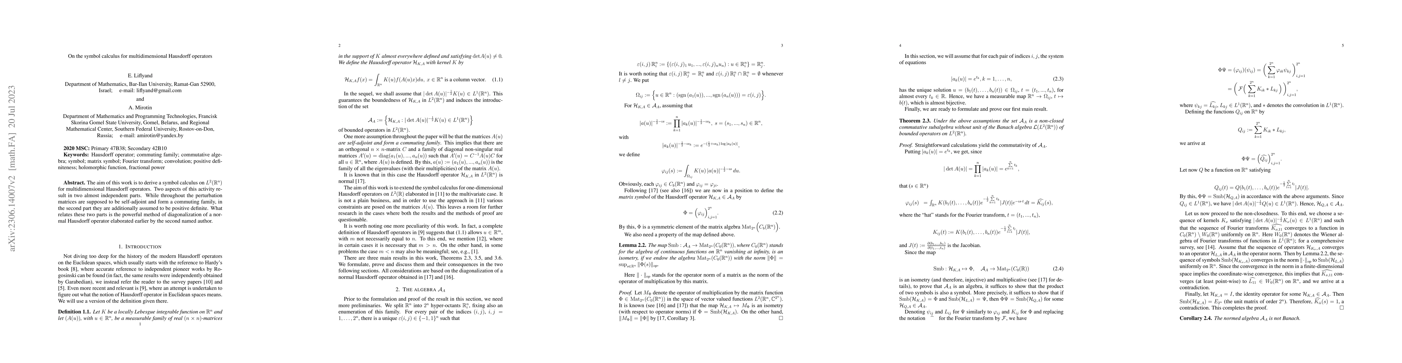 Thumbnail for On the symbol calculus for multidimensional Hausdorff operators