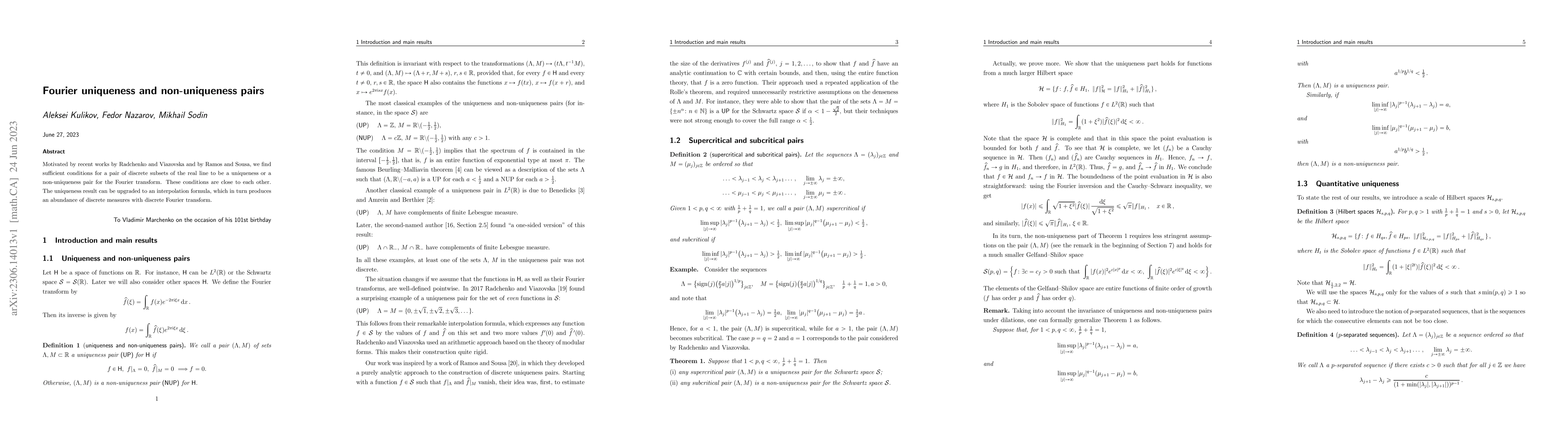 Thumbnail for Fourier uniqueness and non-uniqueness pairs
