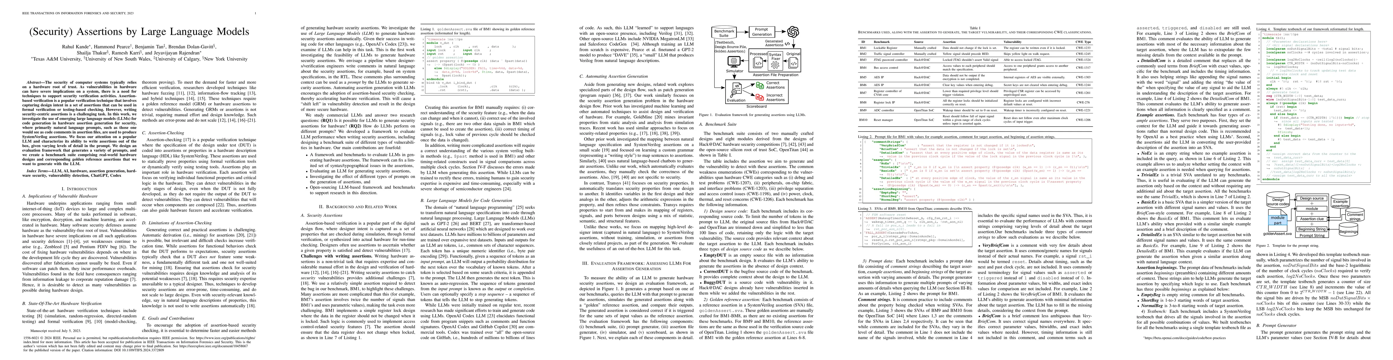 Thumbnail for (Security) Assertions by Large Language Models