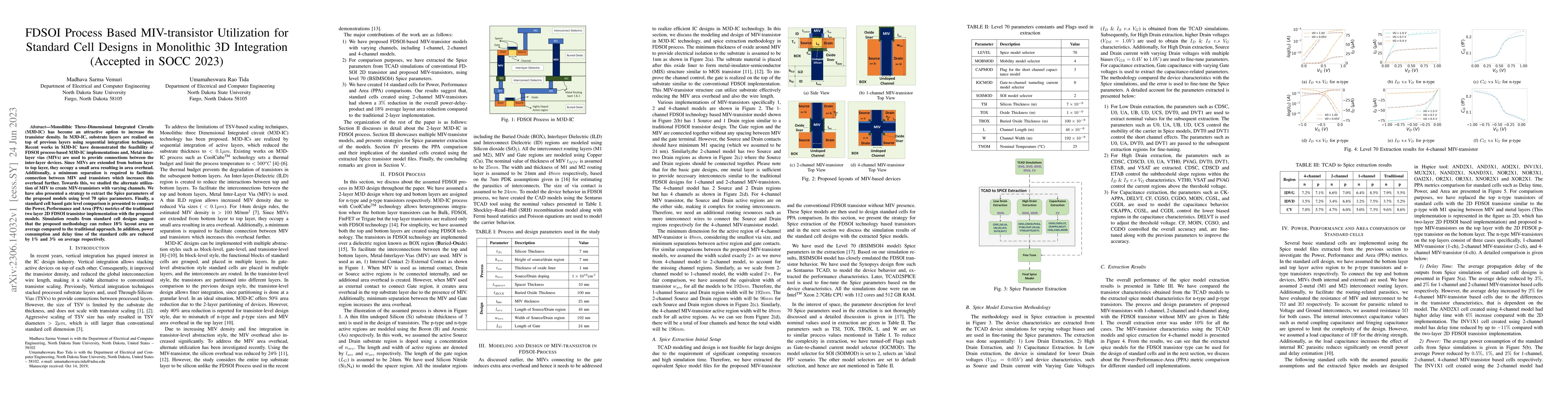 Thumbnail for FDSOI Process Based MIV-transistor Utilization for Standard Cell Designs
  in Monolithic 3D Integration