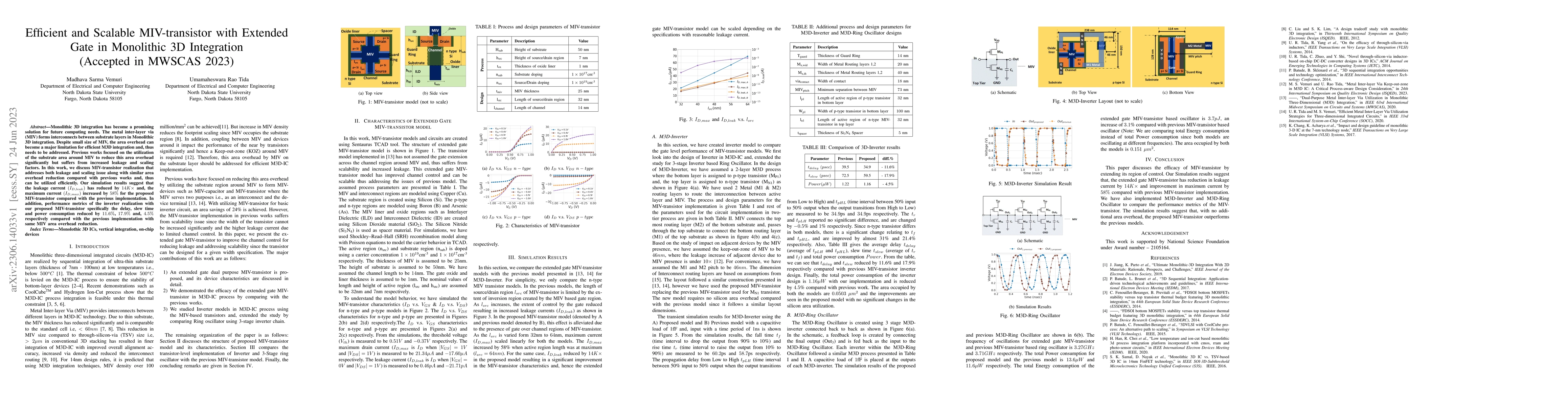 Thumbnail for Efficient and Scalable MIV-transistor with Extended Gate in Monolithic
  3D Integration