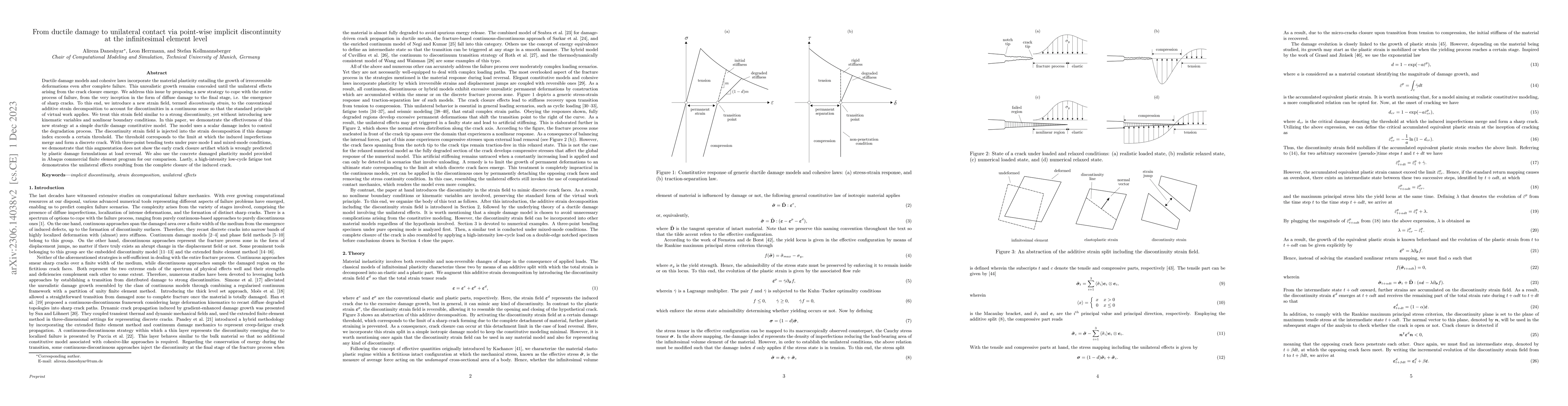 Thumbnail for From ductile damage to unilateral contact via point-wise implicit
  discontinuity at the infinitesimal element level