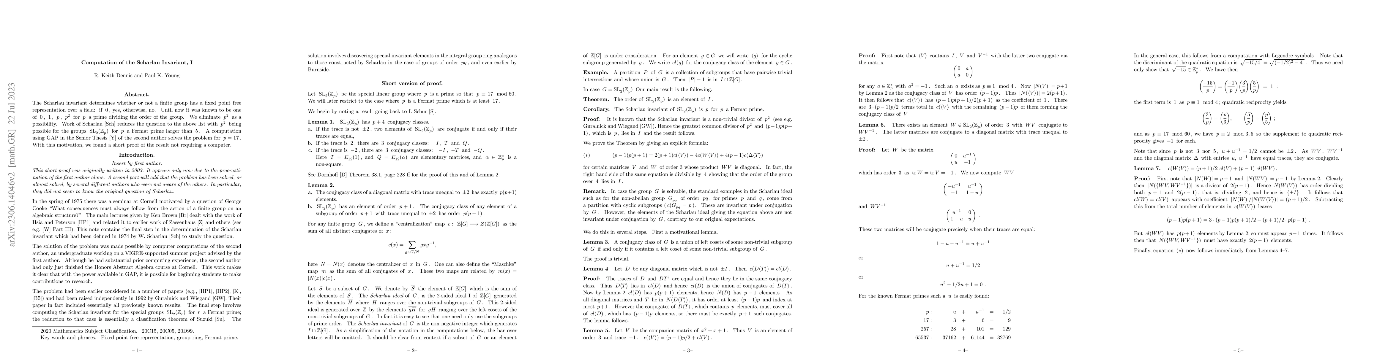 Thumbnail for Computation of the Scharlau Invariant, I