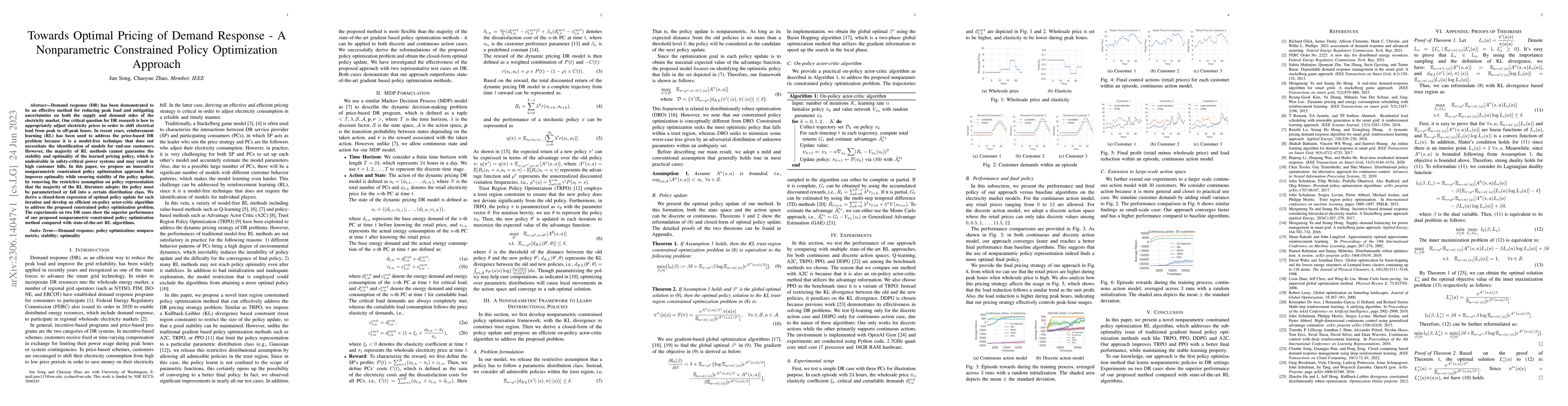 Thumbnail for Towards Optimal Pricing of Demand Response -- A Nonparametric
  Constrained Policy Optimization Approach