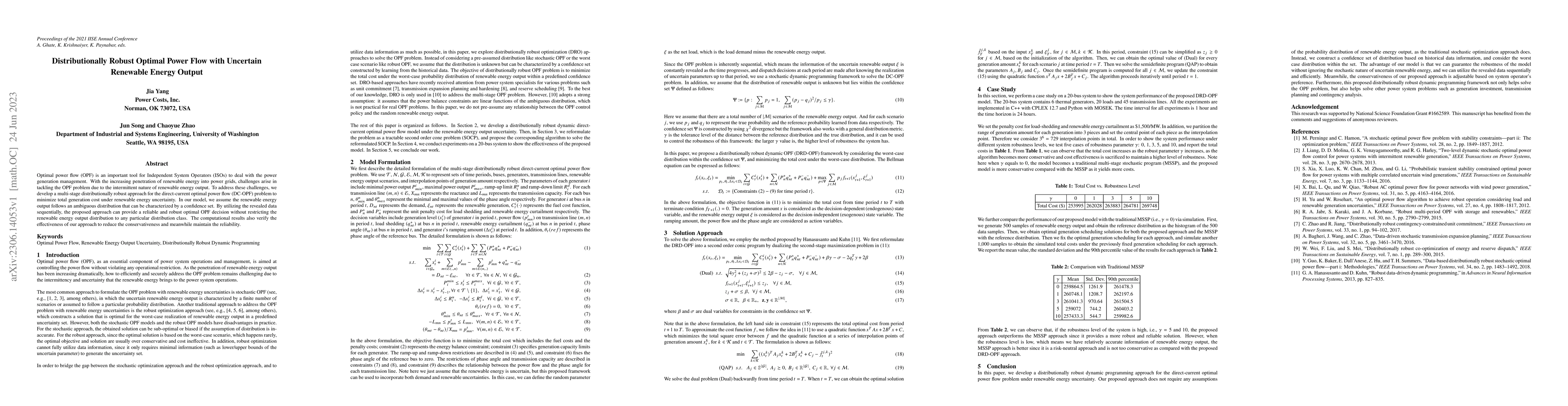 Thumbnail for Distributionally Robust Optimal Power Flow with Uncertain Renewable
  Energy Output