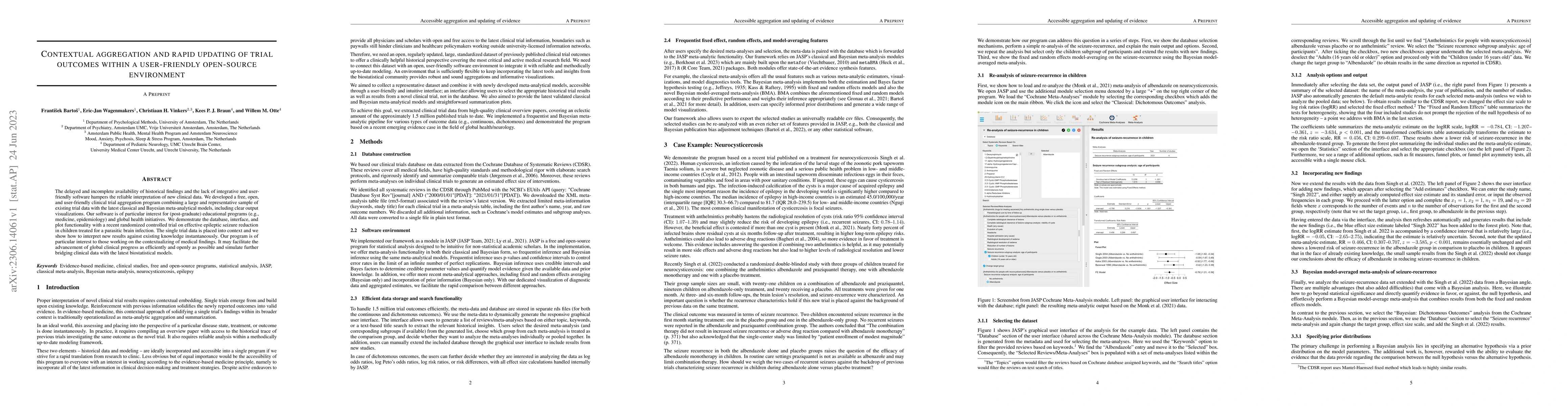 Thumbnail for Contextual aggregation and rapid updating of trial outcomes within a
  user-friendly open-source environment