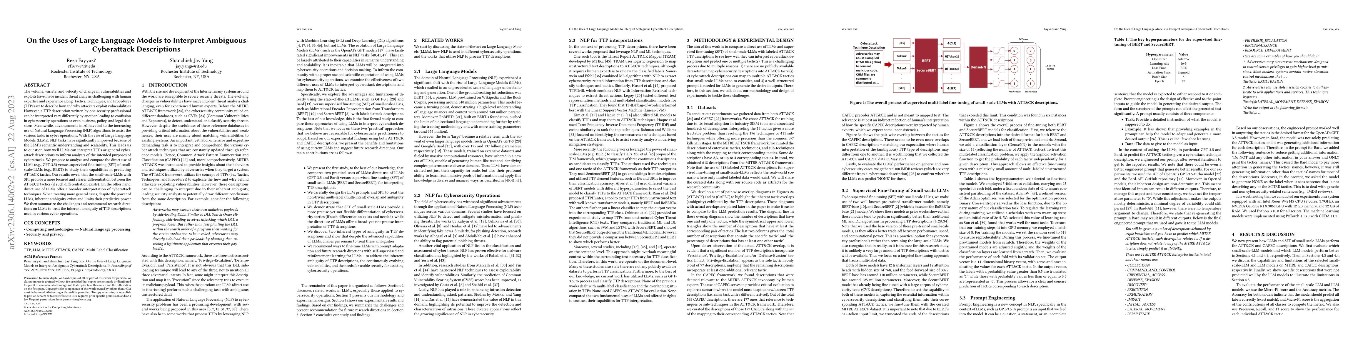 Thumbnail for On the Uses of Large Language Models to Interpret Ambiguous Cyberattack
  Descriptions