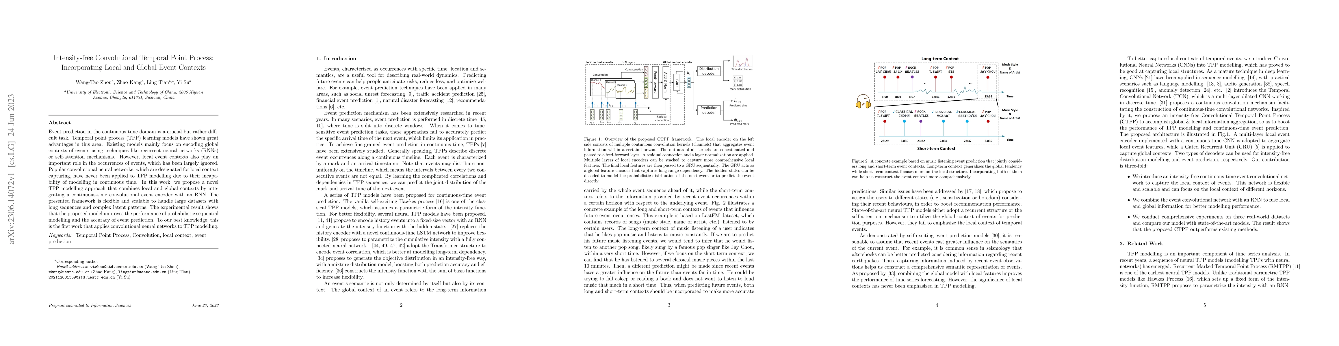 Thumbnail for Intensity-free Convolutional Temporal Point Process: Incorporating Local
  and Global Event Contexts