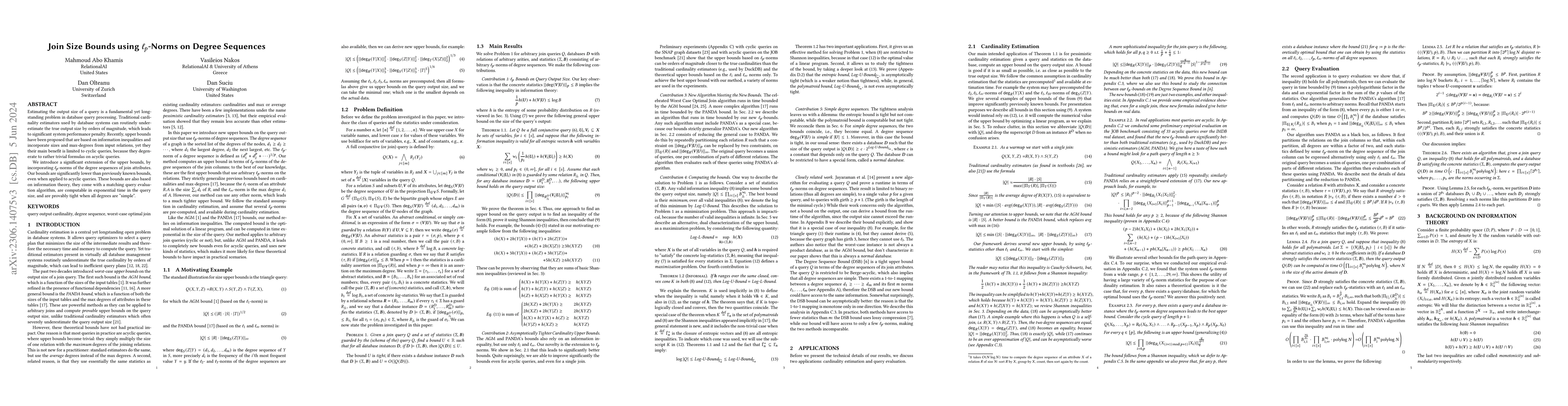 Thumbnail for Join Size Bounds using Lp-Norms on Degree Sequences
