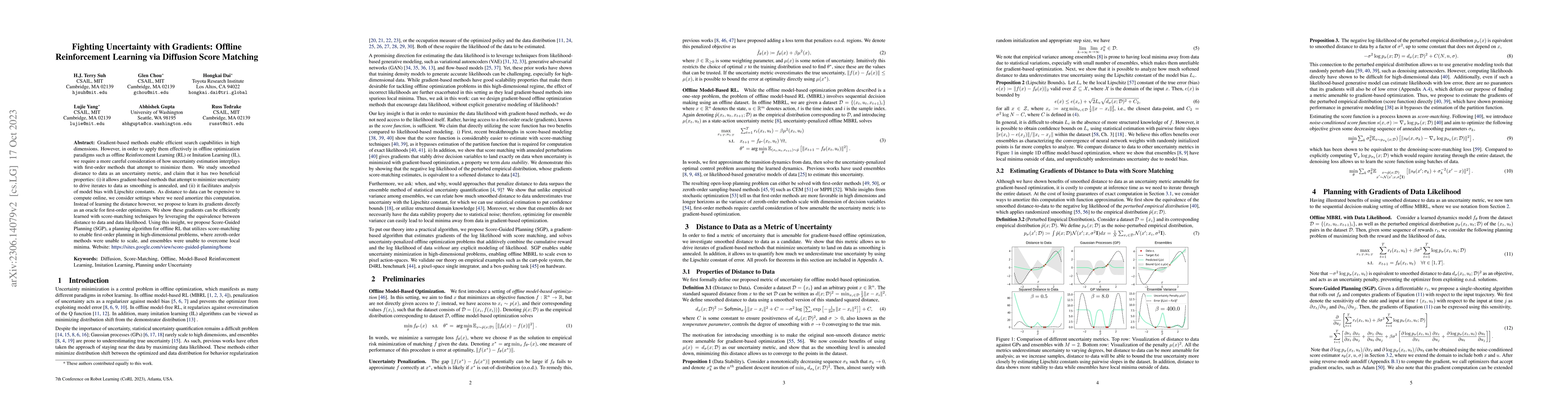 Thumbnail for Fighting Uncertainty with Gradients: Offline Reinforcement Learning via
  Diffusion Score Matching