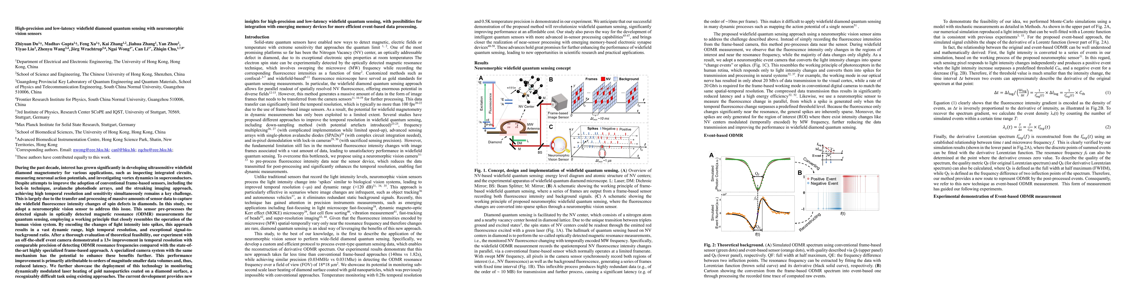 Thumbnail for High-precision and low-latency widefield diamond quantum sensing with
  neuromorphic vision sensors