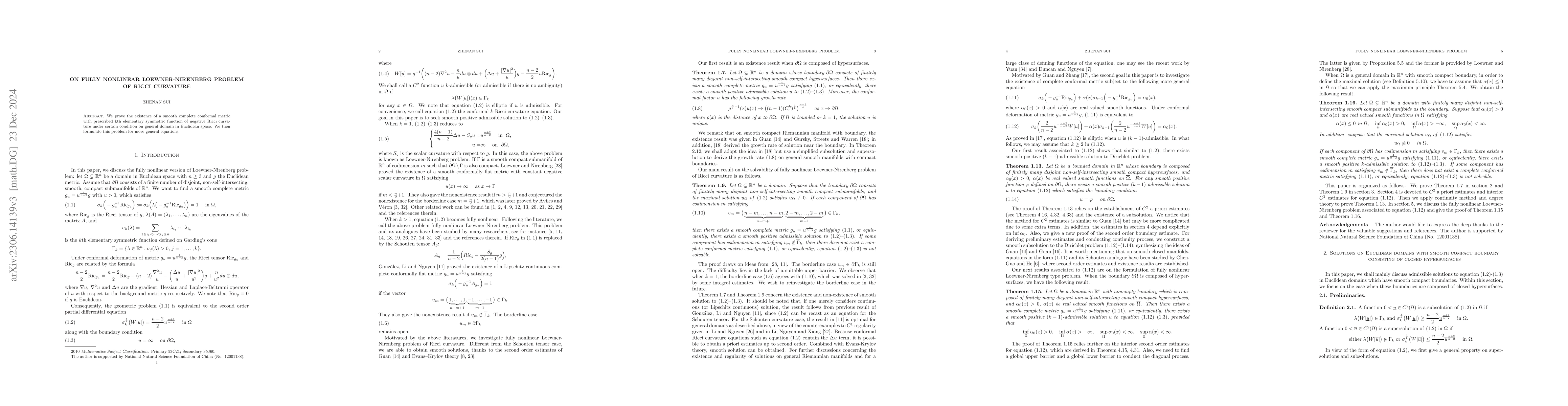 Thumbnail for On Fully Nonlinear Loewner-Nirenberg Problem of Ricci curvature
