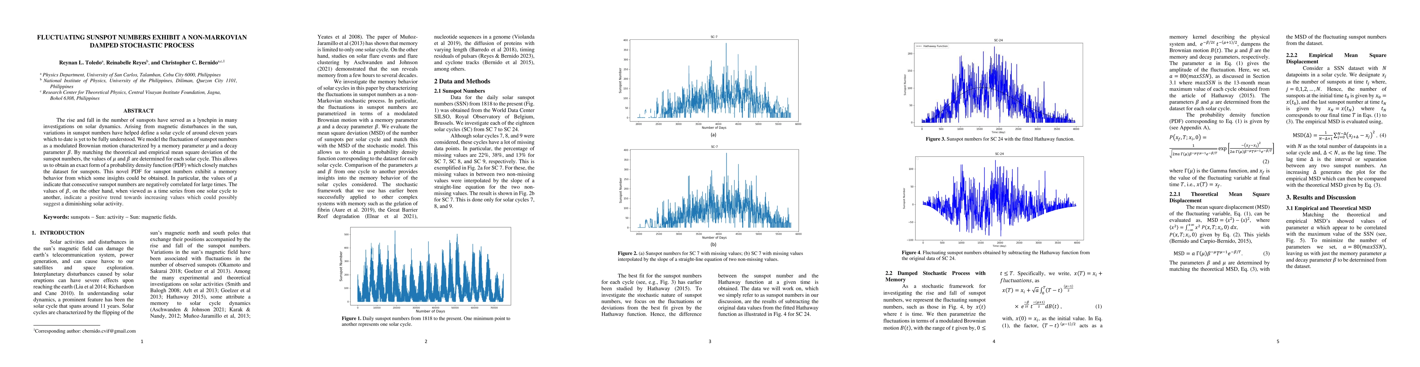 Thumbnail for Fluctuating Sunspot Numbers Exhibit A Non-Markovian Damped Stochastic
  Process