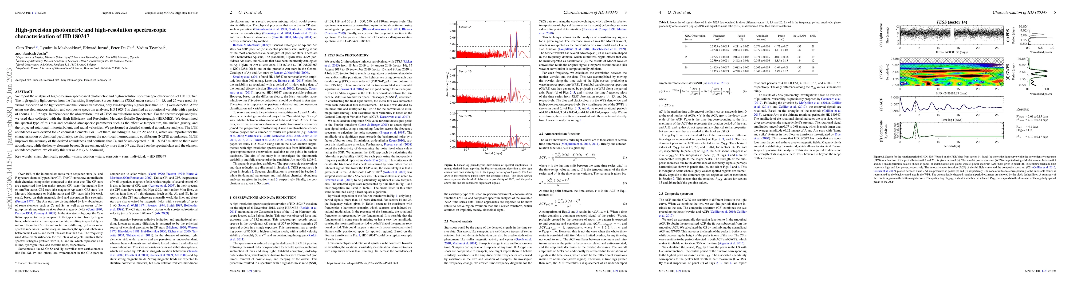 Thumbnail for High-precision photometric and high-resolution spectroscopic
  characterisation of HD 180347