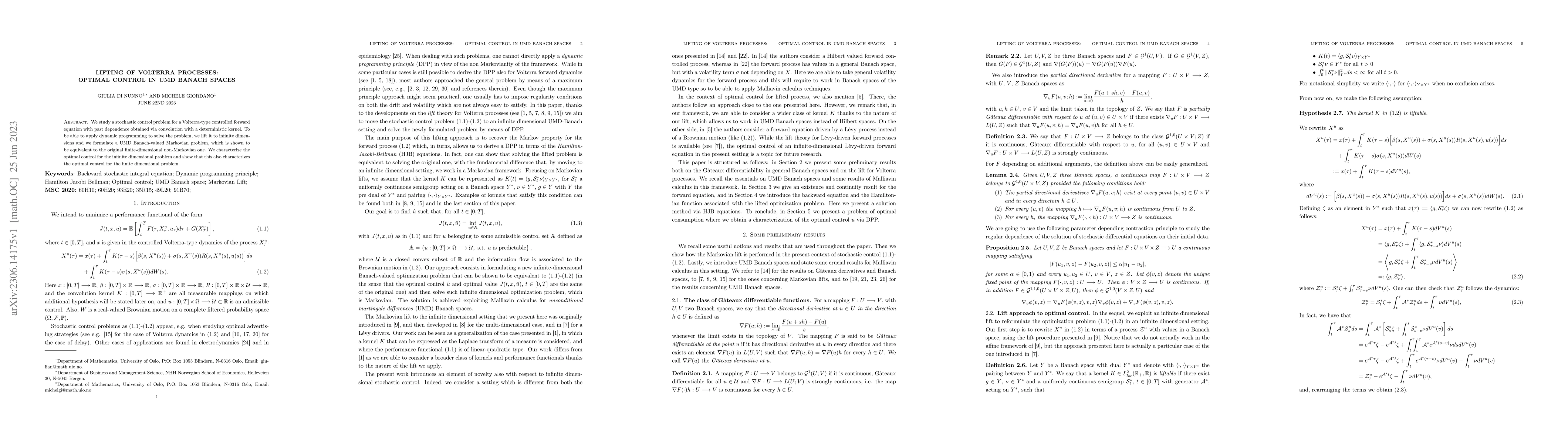 Thumbnail for Lifting of Volterra processes: optimal control in UMD Banach spaces