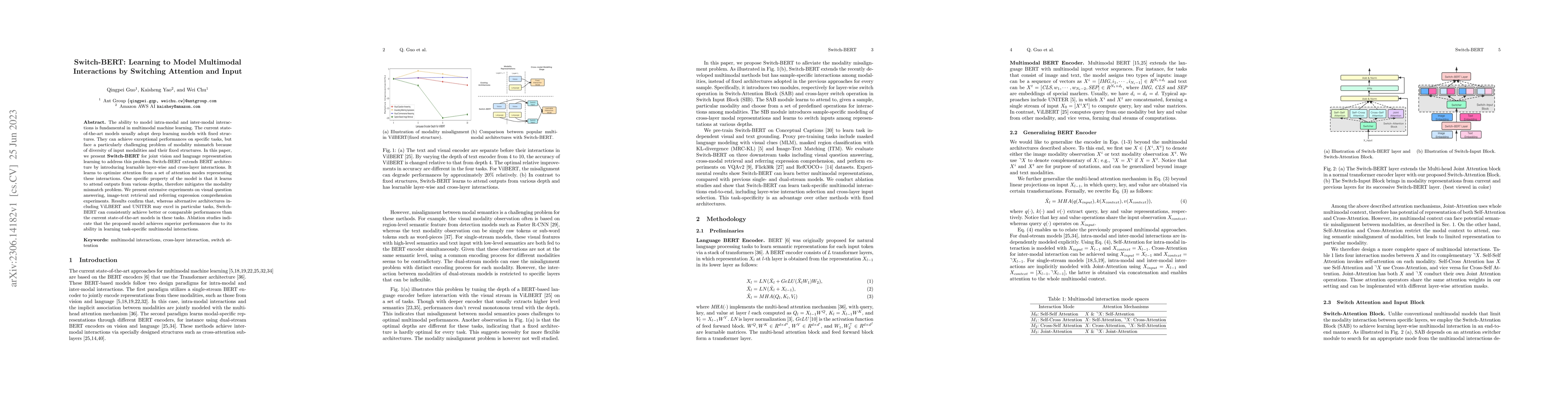 Thumbnail for Switch-BERT: Learning to Model Multimodal Interactions by Switching
  Attention and Input