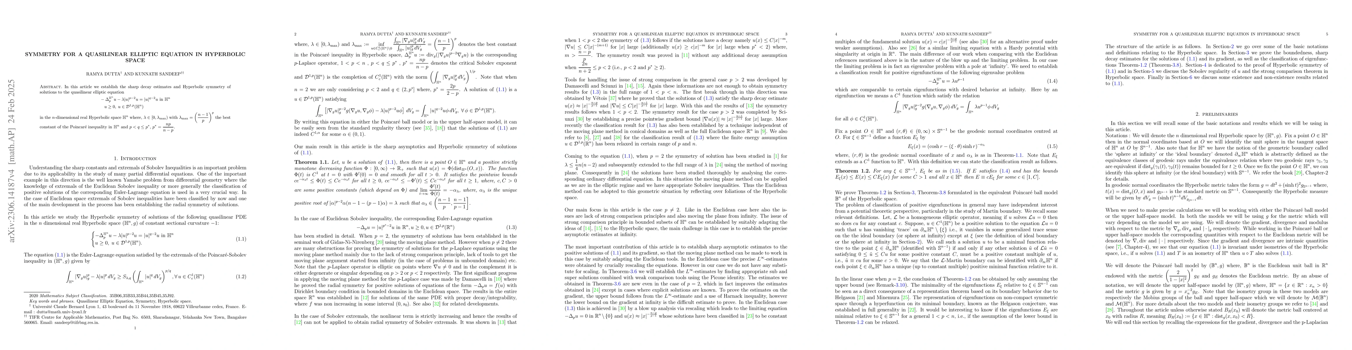 Thumbnail for Symmetry for a quasilinear elliptic equation in Hyperbolic space