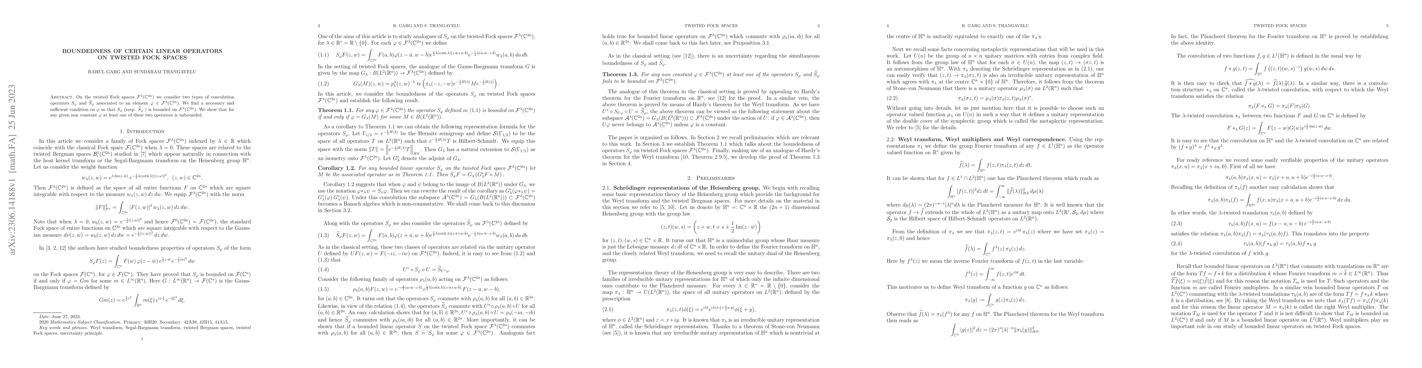 Thumbnail for Boundedness of certain linear operators on twisted Fock spaces