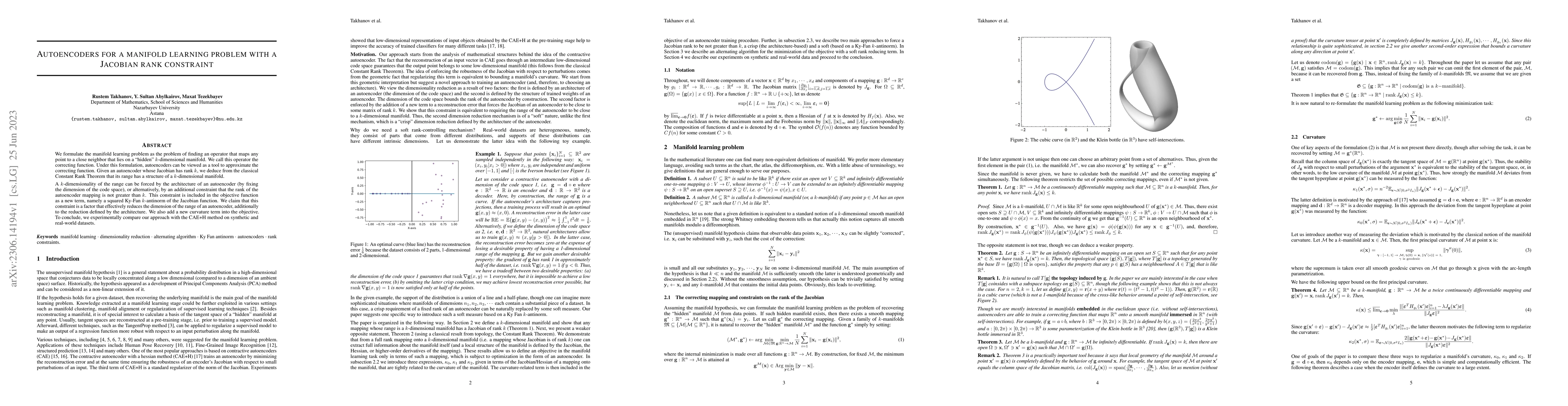 Thumbnail for Autoencoders for a manifold learning problem with a Jacobian rank
  constraint