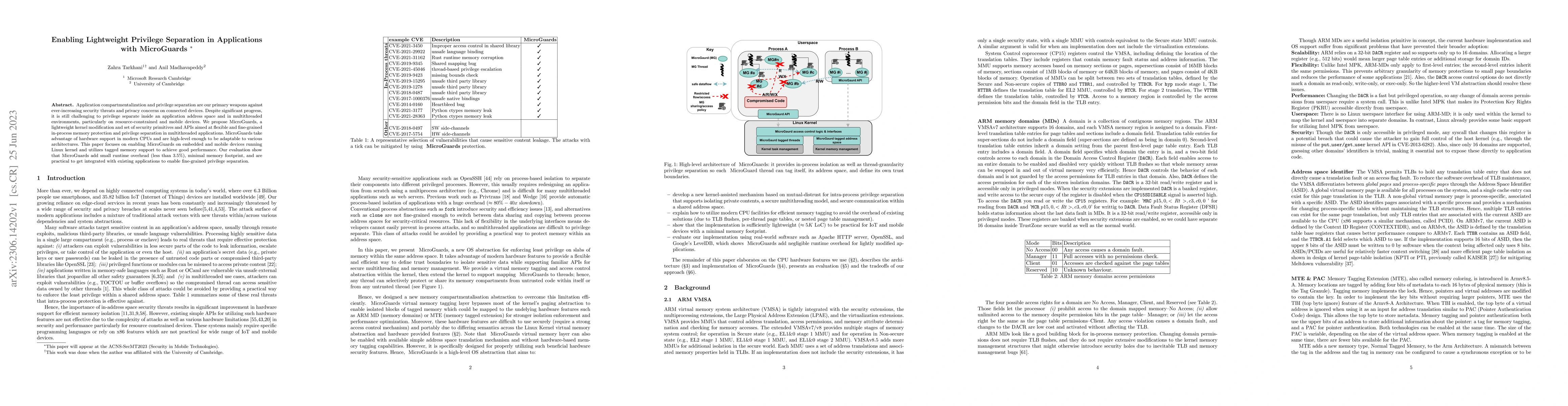 Thumbnail for Enabling Lightweight Privilege Separation in Applications with
  MicroGuards