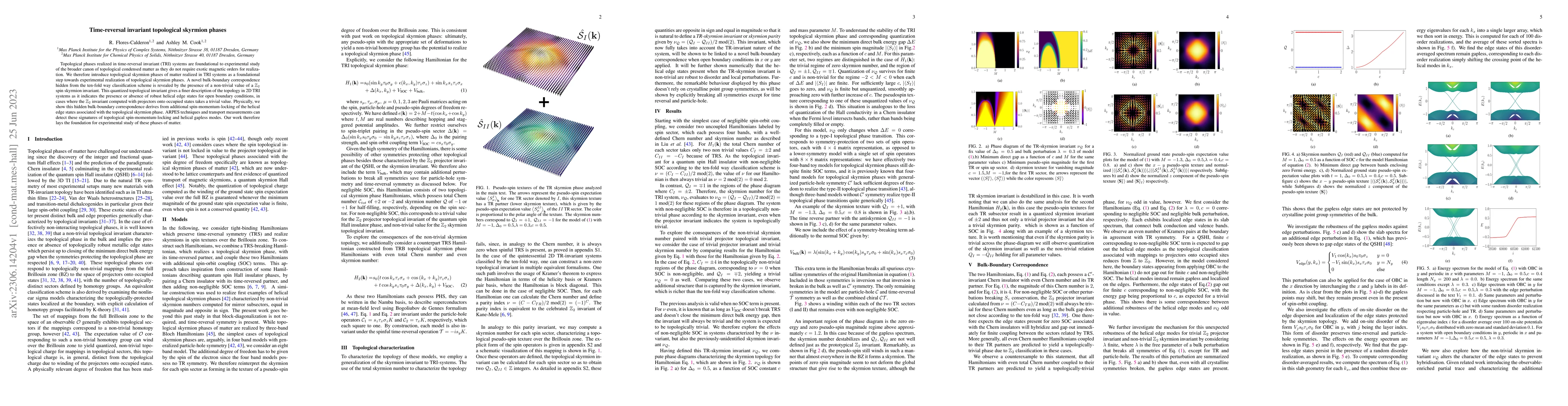 Thumbnail for Time-reversal invariant topological skyrmion phases