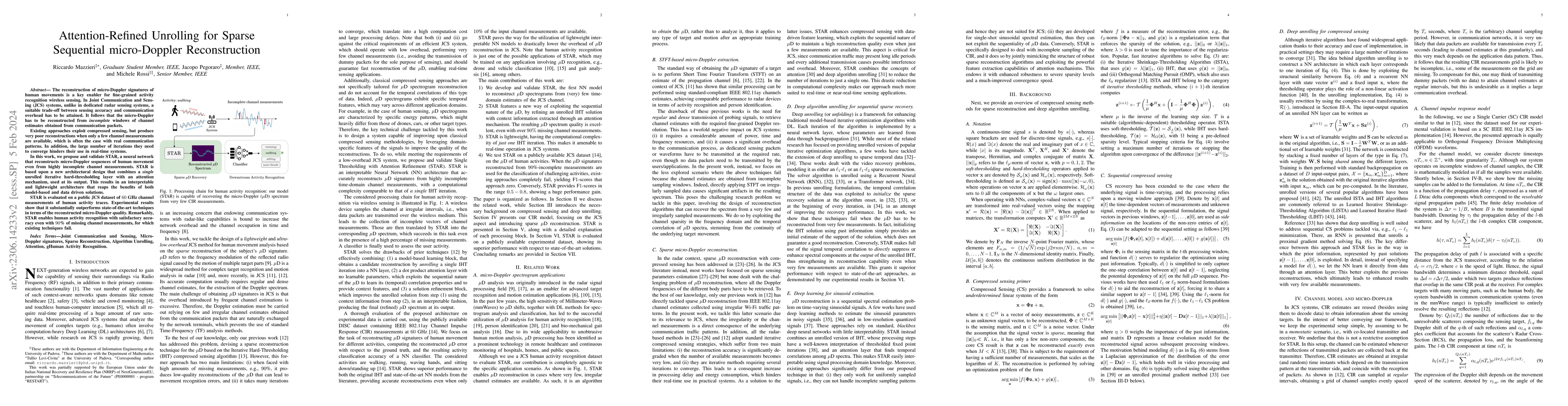 Thumbnail for Attention-Refined Unrolling for Sparse Sequential micro-Doppler
  Reconstruction