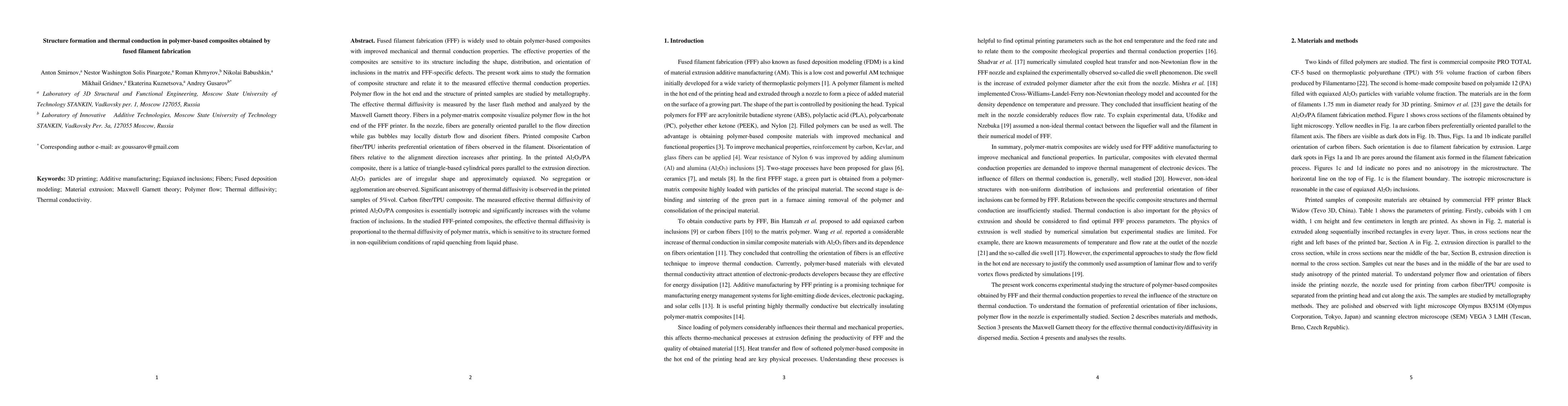 Thumbnail for Structure formation and thermal conduction in polymer-based composites
  obtained by fused filament fabrication